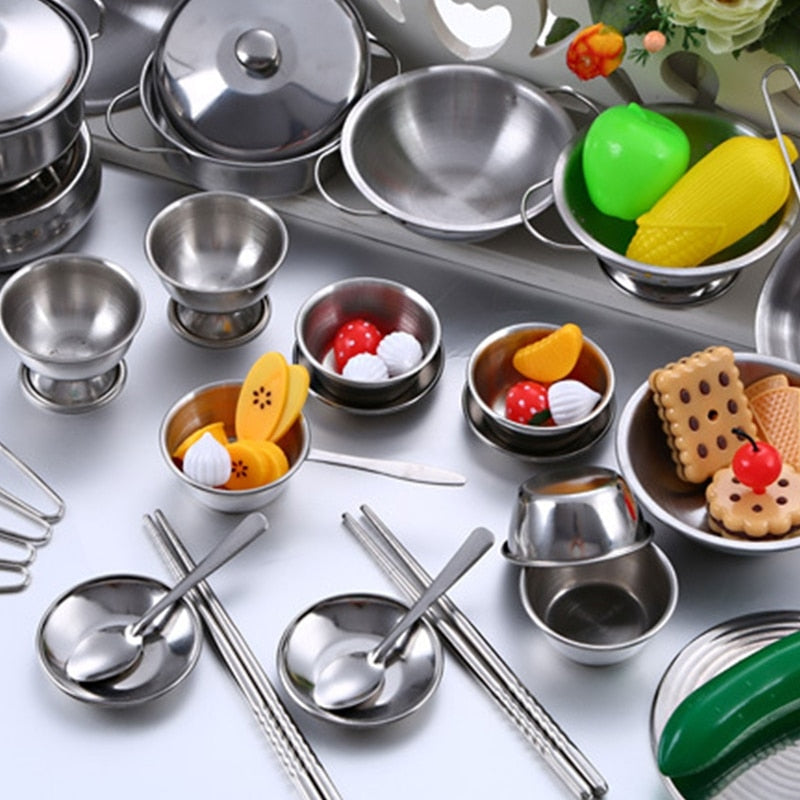 Conjunto de Cozinha Infantil em Aço Inox