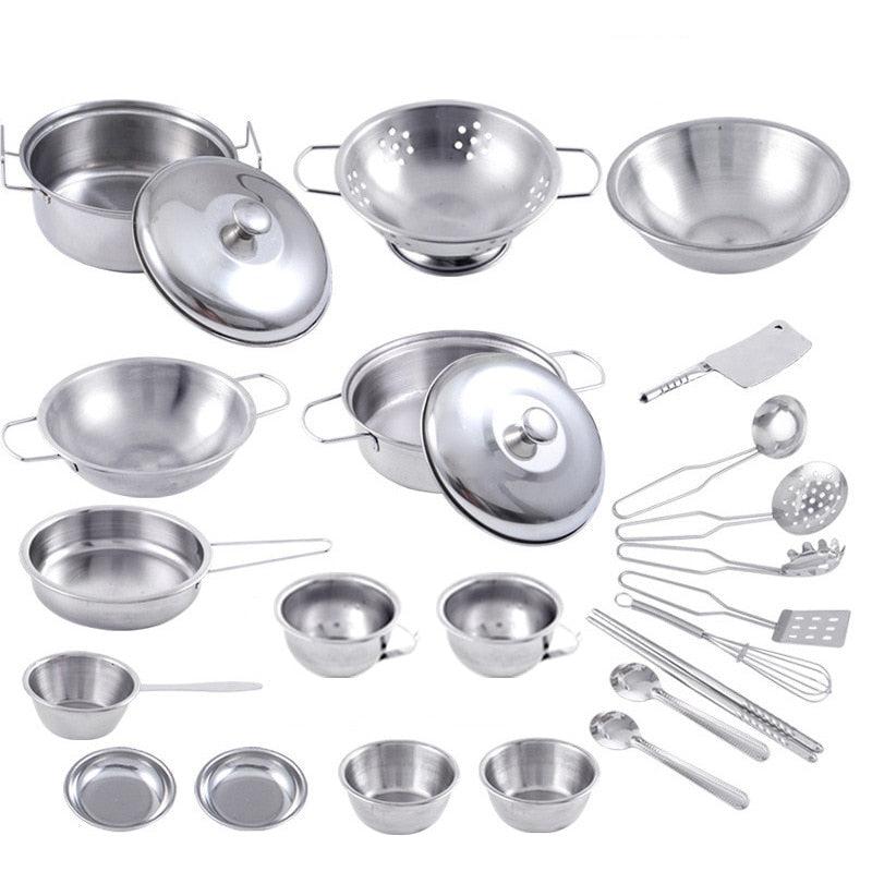 Conjunto de Cozinha Infantil em Aço Inox